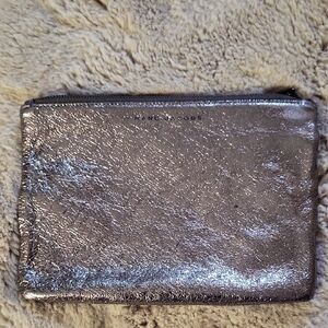 Marc Jacobs Metallic Cracked Leather Pouch - Silver